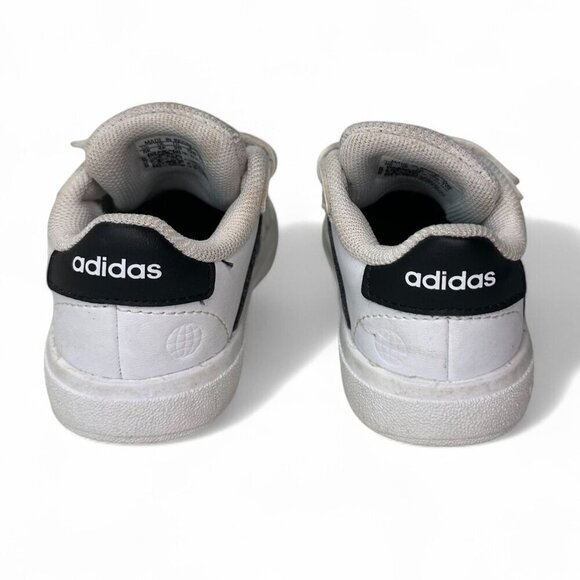 Addidas Toddler Grand Court 2.0 Adjustable Strap Sneakers Size 5 White w Black - Picture 6 of 11